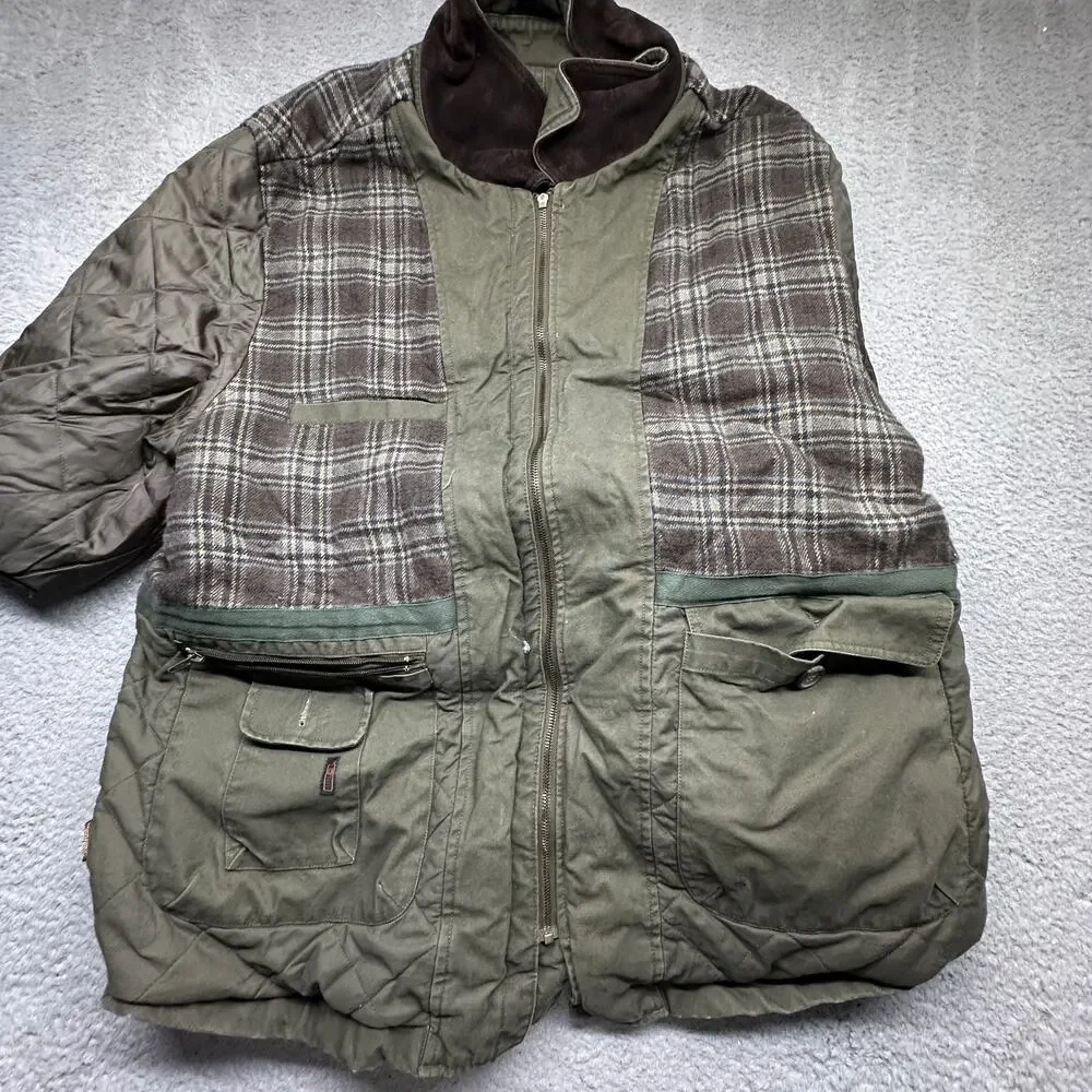 Vintage St Johns Bay Flannel Plaid Lined Barn Chore Field Coat Mens XXL Green